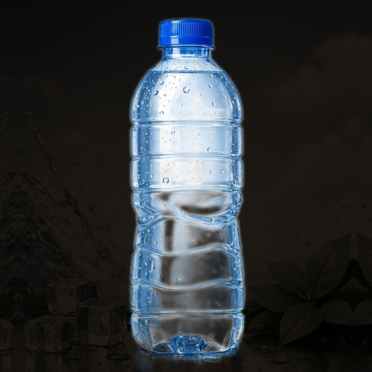 Garrafa de água mineral gelada